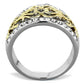TK1792 - Two-Tone IP Gold (Ion Plating) Stainless Steel Ring with Top Grade Crystal  in Clear-2