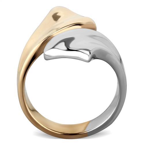 TK1793 - Two-Tone IP Rose Gold Stainless Steel Ring with No Stone-2