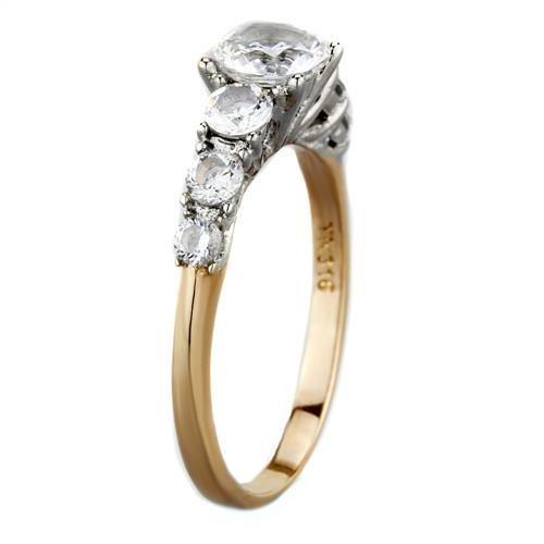 TK1794 - Two-Tone IP Rose Gold Stainless Steel Ring with AAA Grade CZ  in Clear-3