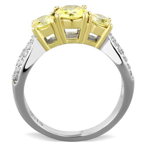 TK1795 - Two-Tone IP Gold (Ion Plating) Stainless Steel Ring with AAA Grade CZ  in Topaz-2