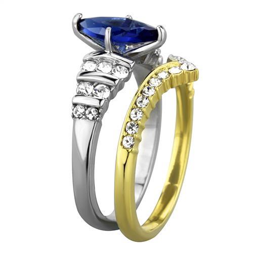 TK1796 - Two-Tone IP Gold (Ion Plating) Stainless Steel Ring with Synthetic Synthetic Glass in Montana-3