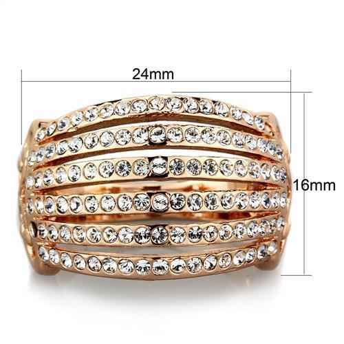 TK1797 - IP Rose Gold(Ion Plating) Stainless Steel Ring with Top Grade Crystal  in Clear-1
