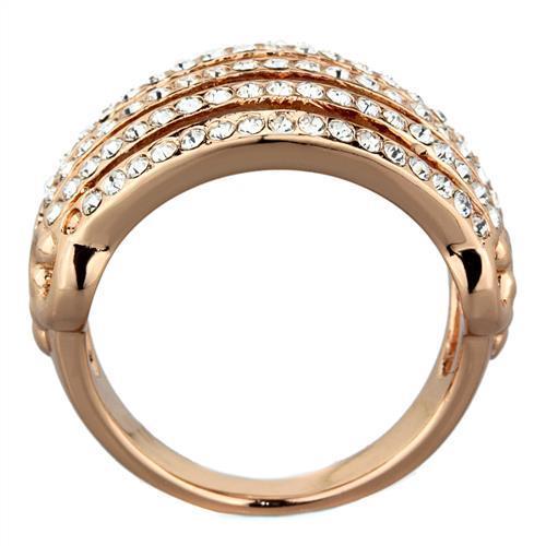 TK1797 - IP Rose Gold(Ion Plating) Stainless Steel Ring with Top Grade Crystal  in Clear-2