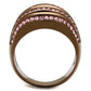 TK1789LC - IP Coffee light Stainless Steel Ring with Top Grade Crystal  in Light Rose-2