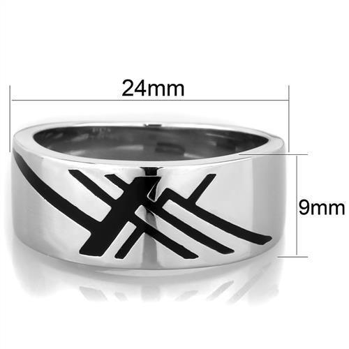 TK1800 - High polished (no plating) Stainless Steel Ring with Epoxy  in Jet-1