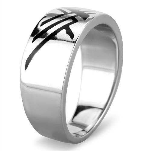 TK1800 - High polished (no plating) Stainless Steel Ring with Epoxy  in Jet-3
