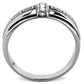 TK1801 - High polished (no plating) Stainless Steel Ring with Top Grade Crystal  in Clear-2