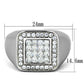 TK1802 - High polished (no plating) Stainless Steel Ring with AAA Grade CZ  in Clear-1