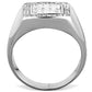 TK1802 - High polished (no plating) Stainless Steel Ring with AAA Grade CZ  in Clear-2