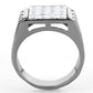 TK1803 - High polished (no plating) Stainless Steel Ring with AAA Grade CZ  in Clear-2