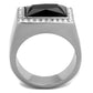 TK1810 - High polished (no plating) Stainless Steel Ring with Synthetic Onyx in Jet-2