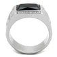 TK1811 - High polished (no plating) Stainless Steel Ring with Synthetic Onyx in Jet-2
