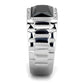 TK1811 - High polished (no plating) Stainless Steel Ring with Synthetic Onyx in Jet-3