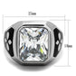 TK1813 - High polished (no plating) Stainless Steel Ring with AAA Grade CZ  in Clear-1