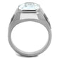 TK1813 - High polished (no plating) Stainless Steel Ring with AAA Grade CZ  in Clear-2