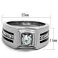 TK1814 - High polished (no plating) Stainless Steel Ring with AAA Grade CZ  in Clear-1
