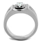 TK1814 - High polished (no plating) Stainless Steel Ring with AAA Grade CZ  in Clear-2