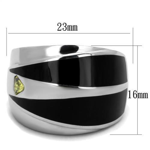 TK1815 - High polished (no plating) Stainless Steel Ring with AAA Grade CZ  in Topaz-1