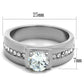 TK1816 - High polished (no plating) Stainless Steel Ring with AAA Grade CZ  in Clear-1