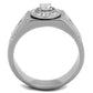 TK1819 - High polished (no plating) Stainless Steel Ring with AAA Grade CZ  in Clear-2