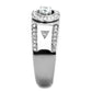 TK1819 - High polished (no plating) Stainless Steel Ring with AAA Grade CZ  in Clear-3