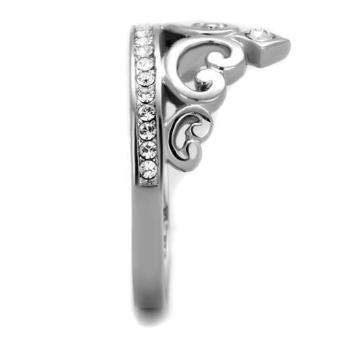TK1821 - High polished (no plating) Stainless Steel Ring with Top Grade Crystal  in Clear-3