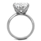 TK1823 - High polished (no plating) Stainless Steel Ring with AAA Grade CZ  in Clear-2