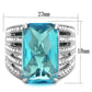 TK1826 - High polished (no plating) Stainless Steel Ring with Synthetic Synthetic Glass in Sea Blue-1