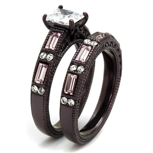 TK1829DC - IP Dark Brown (IP coffee) Stainless Steel Ring with AAA Grade CZ  in Clear-3