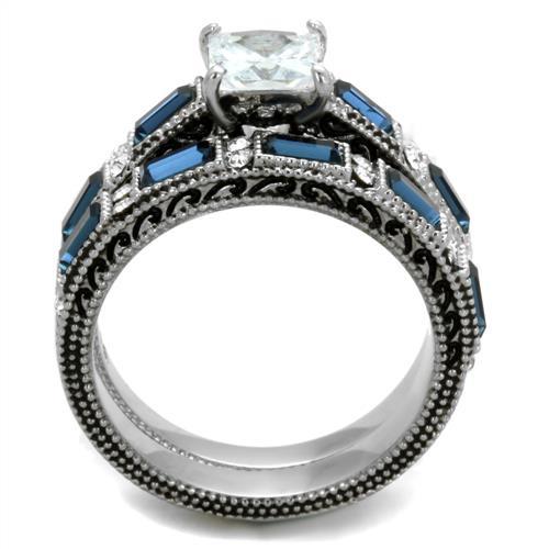TK1829 - High polished (no plating) Stainless Steel Ring with AAA Grade CZ  in Clear-2