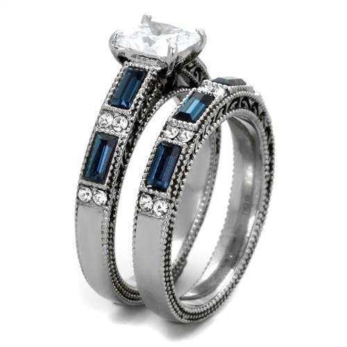 TK1829 - High polished (no plating) Stainless Steel Ring with AAA Grade CZ  in Clear-3