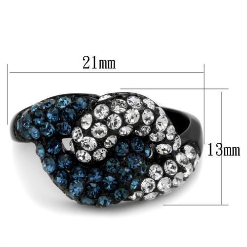 TK1833 - IP Black(Ion Plating) Stainless Steel Ring with Top Grade Crystal  in Montana-1