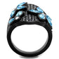 TK1834 - IP Black(Ion Plating) Stainless Steel Ring with Top Grade Crystal  in Sea Blue-2