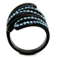 TK1835 - IP Black(Ion Plating) Stainless Steel Ring with Top Grade Crystal  in Sea Blue-2