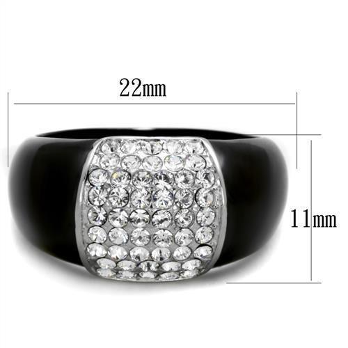 TK1840 - Two-Tone IP Black (Ion Plating) Stainless Steel Ring with Top Grade Crystal  in Clear-1