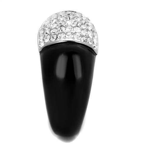 TK1840 - Two-Tone IP Black (Ion Plating) Stainless Steel Ring with Top Grade Crystal  in Clear-3