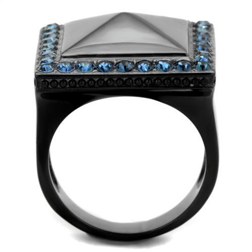 TK1841 - IP Black(Ion Plating) Stainless Steel Ring with Top Grade Crystal  in Montana-2