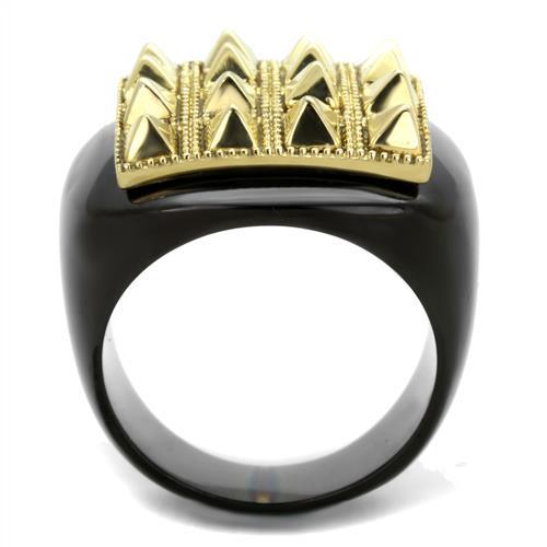 TK1842 - IP Gold+ IP Black (Ion Plating) Stainless Steel Ring with No Stone-2