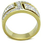 TK1845 - Two-Tone IP Gold (Ion Plating) Stainless Steel Ring with Top Grade Crystal  in Clear-2