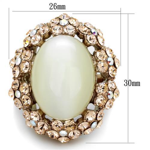 TK1846 - IP Rose Gold(Ion Plating) Stainless Steel Ring with Synthetic Cat Eye in White-1