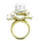 TK1847 - IP Gold(Ion Plating) Stainless Steel Ring with Synthetic Pearl in White-2