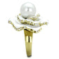 TK1847 - IP Gold(Ion Plating) Stainless Steel Ring with Synthetic Pearl in White-3