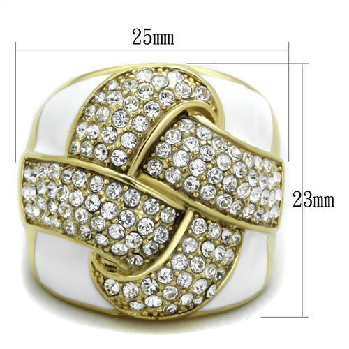 TK1848 - IP Gold(Ion Plating) Stainless Steel Ring with Top Grade Crystal  in Clear-1