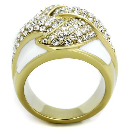 TK1848 - IP Gold(Ion Plating) Stainless Steel Ring with Top Grade Crystal  in Clear-2