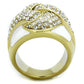 TK1848 - IP Gold(Ion Plating) Stainless Steel Ring with Top Grade Crystal  in Clear-2