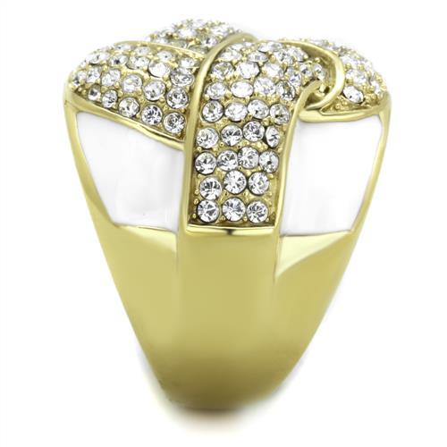 TK1848 - IP Gold(Ion Plating) Stainless Steel Ring with Top Grade Crystal  in Clear-3