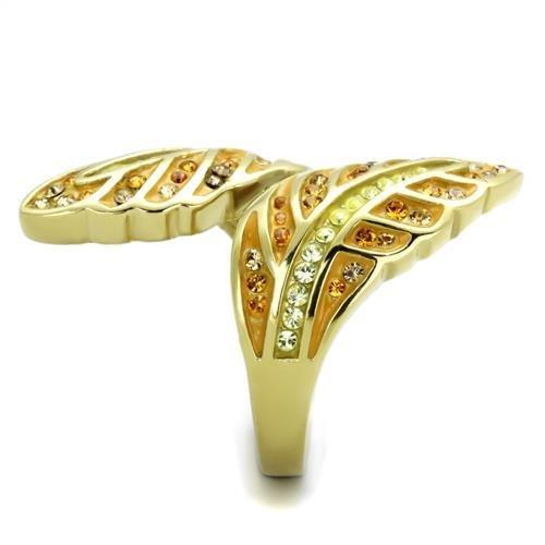 TK1849 - IP Gold(Ion Plating) Stainless Steel Ring with Top Grade Crystal  in Multi Color-3