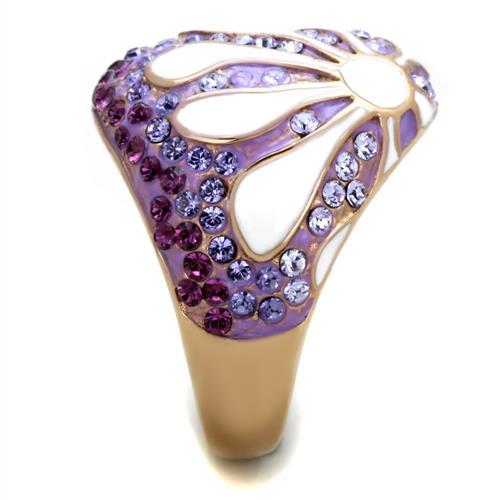 TK1850 - IP Rose Gold(Ion Plating) Stainless Steel Ring with Top Grade Crystal  in Multi Color-3
