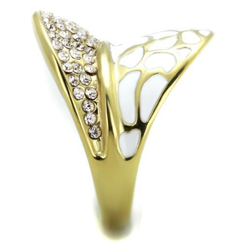 TK1851 - IP Gold(Ion Plating) Stainless Steel Ring with Top Grade Crystal  in Clear-3