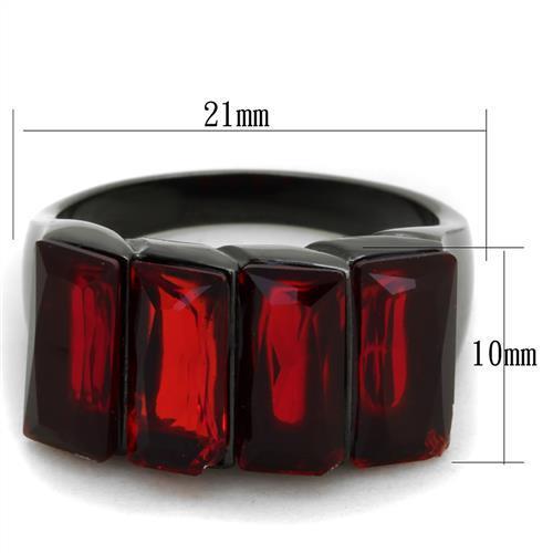 TK1854 - IP Black(Ion Plating) Stainless Steel Ring with Synthetic Synthetic Glass in Siam-1